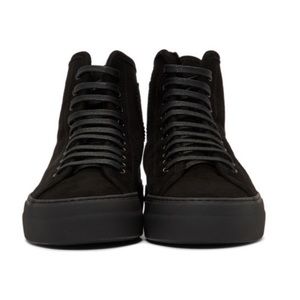Woman by Common Projects Black Shearling Tournament High Sneakers size 38